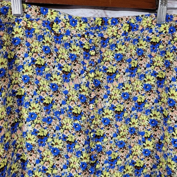 Zara Blue & Yellow Mini Daisy Button Front Slit Maxi Skirt - Picture 4 of 12